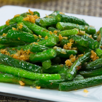 Garlic Green Bean Served with Rice