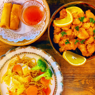 C1. Orange Chicken, Veggie Chowmein and 2pcs Egg roll