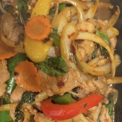 Basil Leave (Gra Pow) Served with Rice