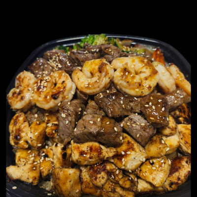 Land & Sea Lover(8oz delmonico ribeye steak,8oz premium chicken,8 succulant shrimp)