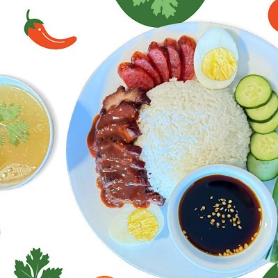 KHAO MU DAENG [Roasted Red Pork Over Rice]