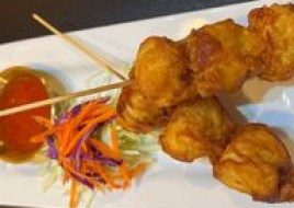 Crispy wonton skewers