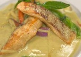 Grilled salmon green curry