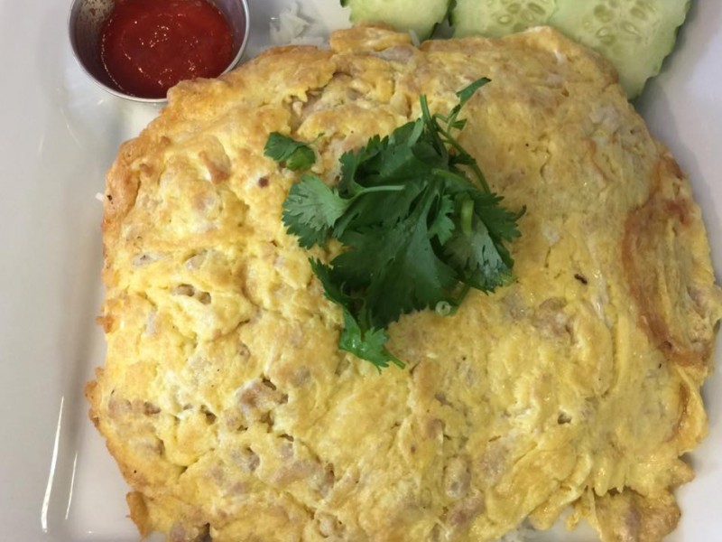 Egg Omelet Over Rice