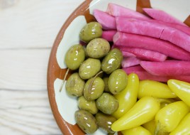Pickles peppers and olives
