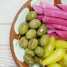 Pickles peppers and olives