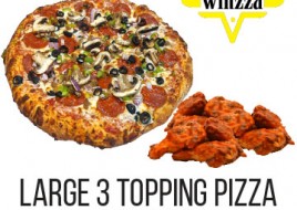 Large Pizza with 3 Toppings & 10 Wings 