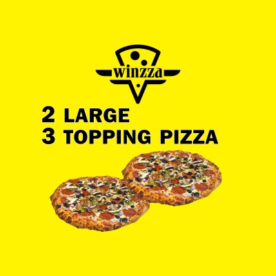 2 Large Pizzas😍with 3 Toppings 