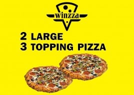 2 Large Pizzas😍with 3 Toppings 