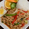 Pad Kra Paw Over Rice with Fried Egg Combo Today