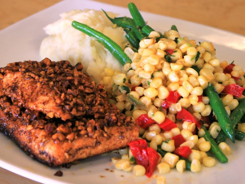 Spicy Pecan-Crusted Atlantic Salmon