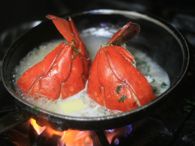 Garlic Butter Lobster and Carne Asada