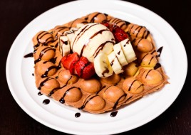 Bubble Waffle and Ice Cream and Fruits