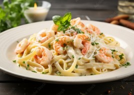 Fettucine Alfredo with Shrimp