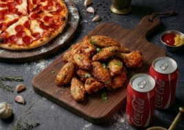 Medium 3 Topping Pizza, 6 Wings and 2 Cans of Soda