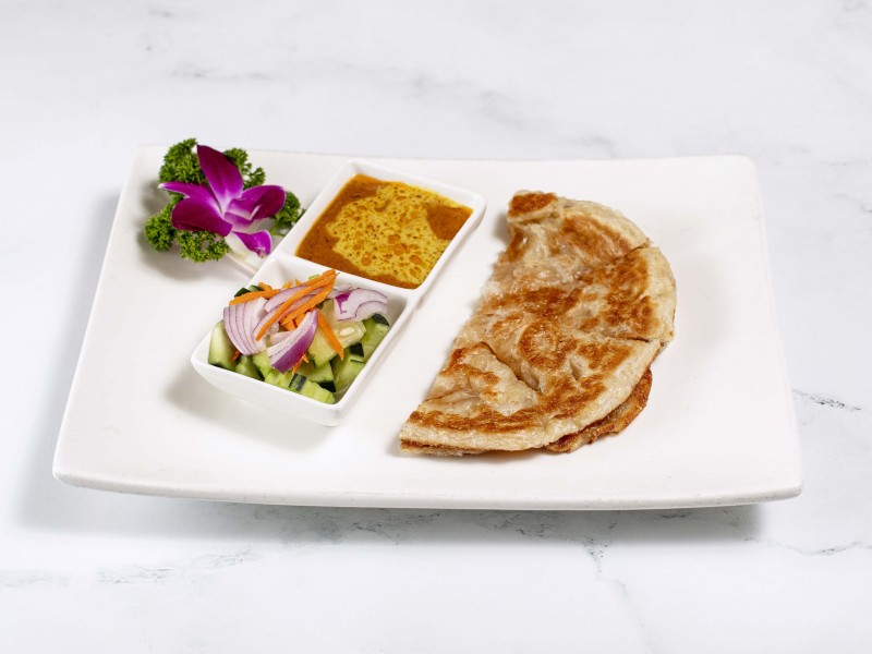 Fried Roti Paratha with Peanut Curry Sauce